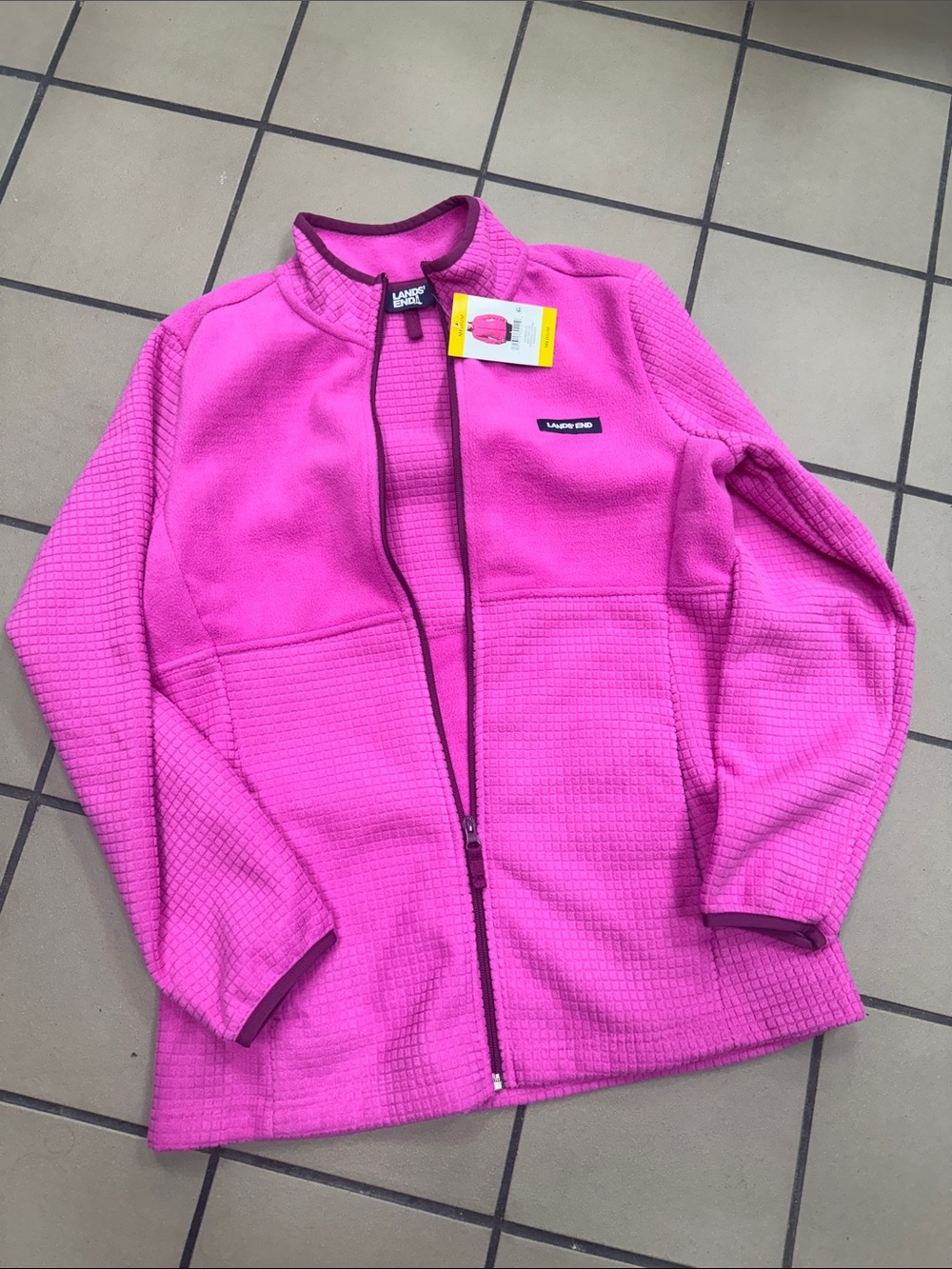 Lands' End Hot Pink Zip-Front Fleece Jacket